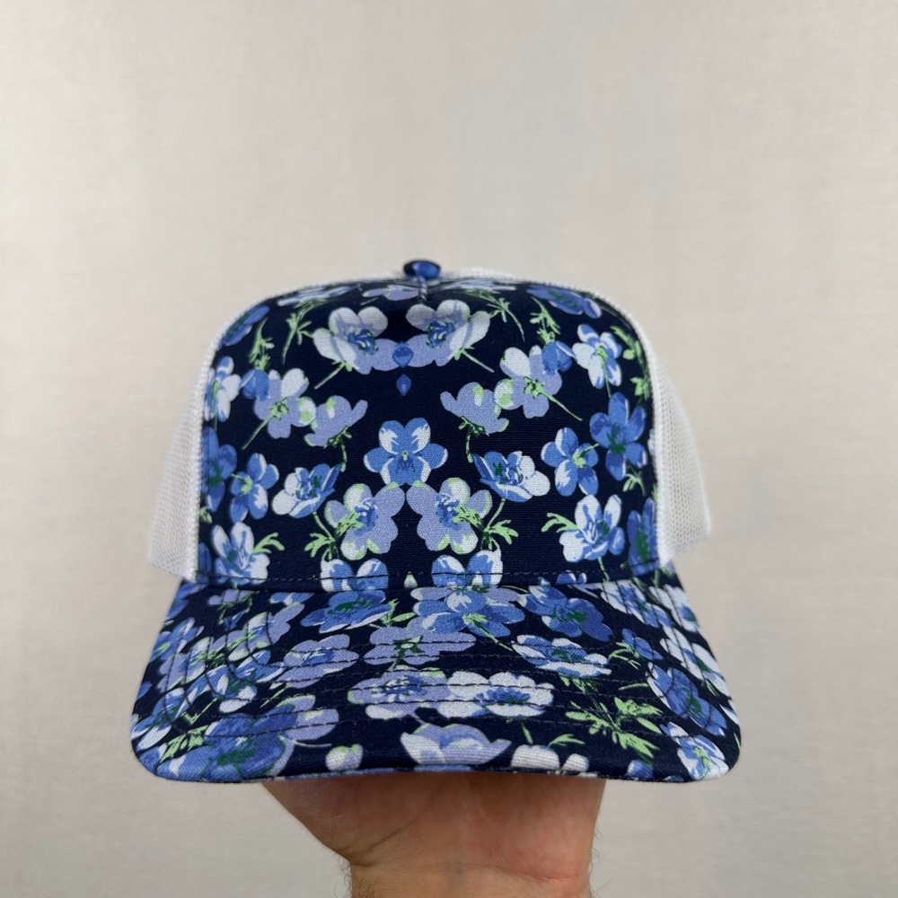 OFFLINE by Aerie Trucker Hat Womens OS Blue Floral Mesh Snapback Sporty Boho